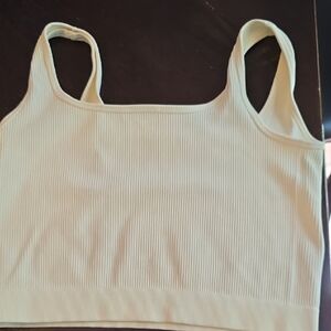 NWOT Women's Cream Ribbed Cropped Tank Top Large